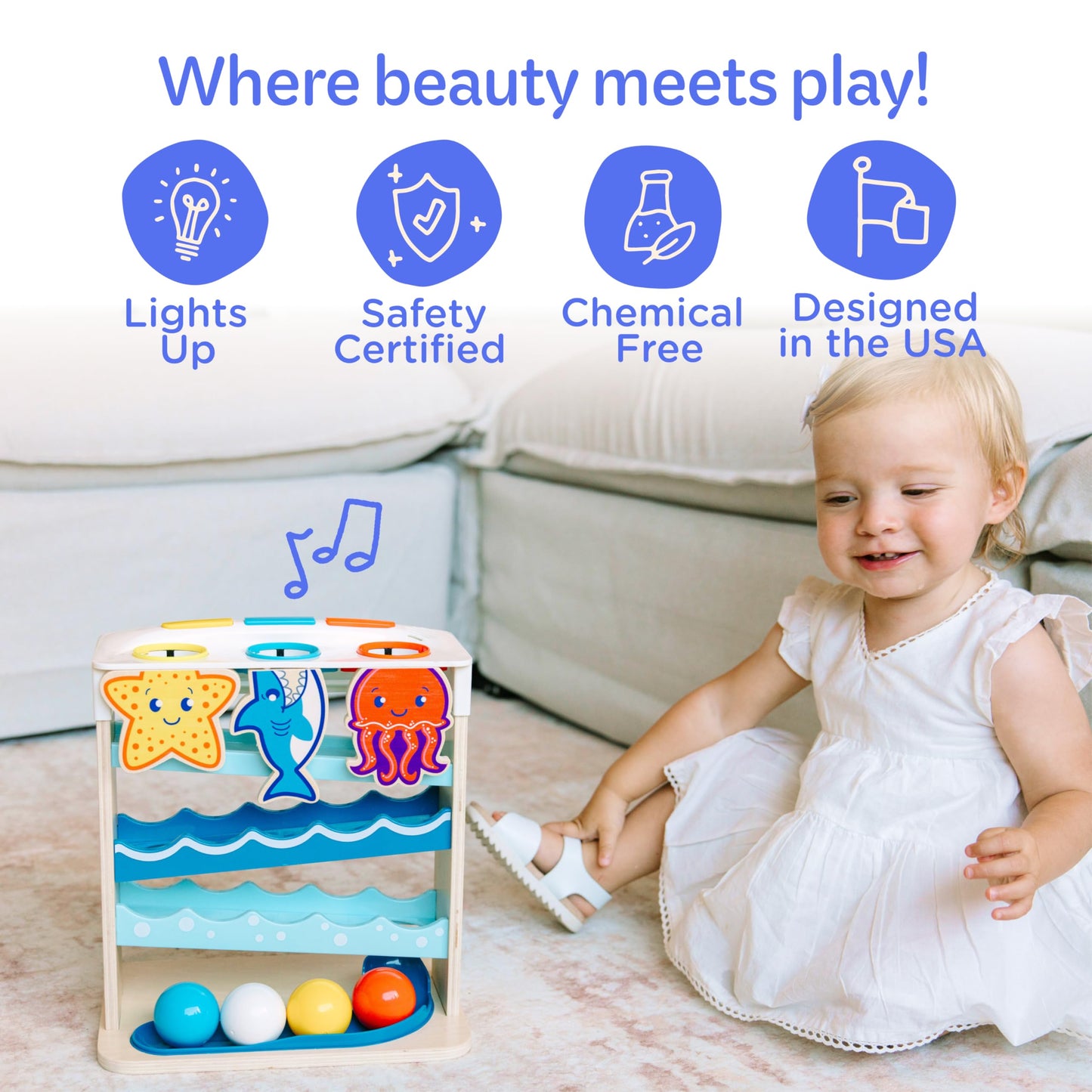 Move2Play Wooden Ocean Friends | 30+ Songs & Phrases for Babies & Toddlers (6–24 Months)