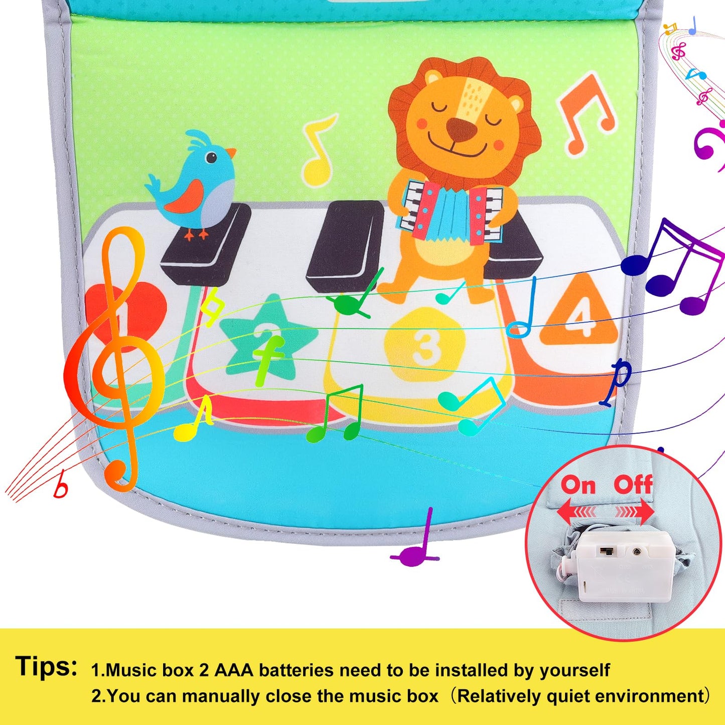MPQMPQ Baby Car Seat Activity Toy for 6+ Months – Rear-Facing Travel Toy with Teether, Plush Toys & 2-Level Music