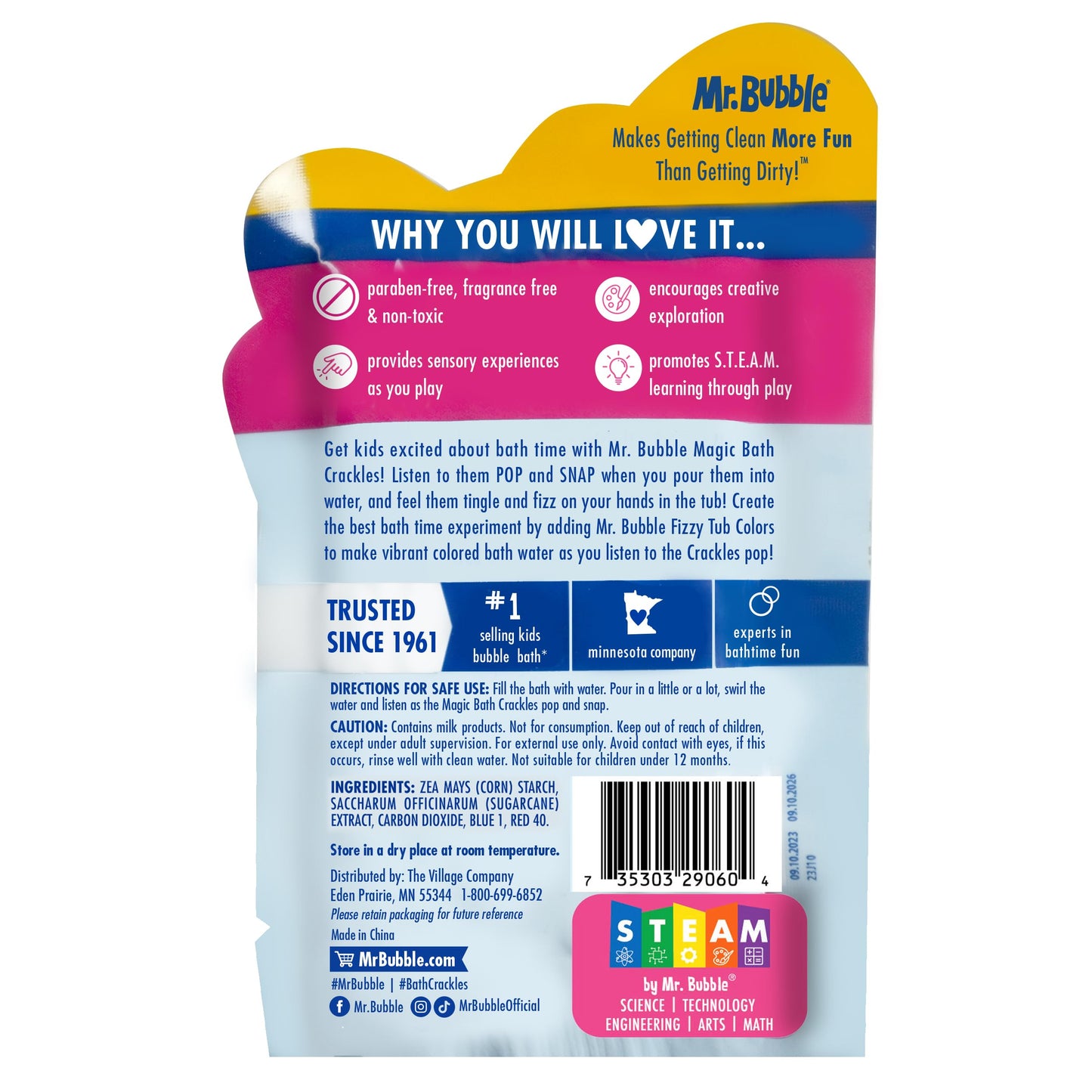Mr. Bubble Magic Bath Crackles – Colorful Fizz & Pops, 12-Pack