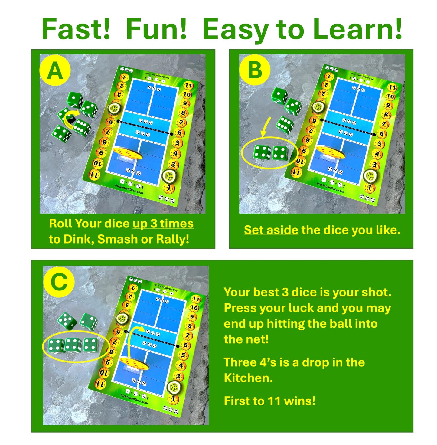 Mr GameShow Pickleball Dice – The Tabletop Strategy Game for Families & Fans