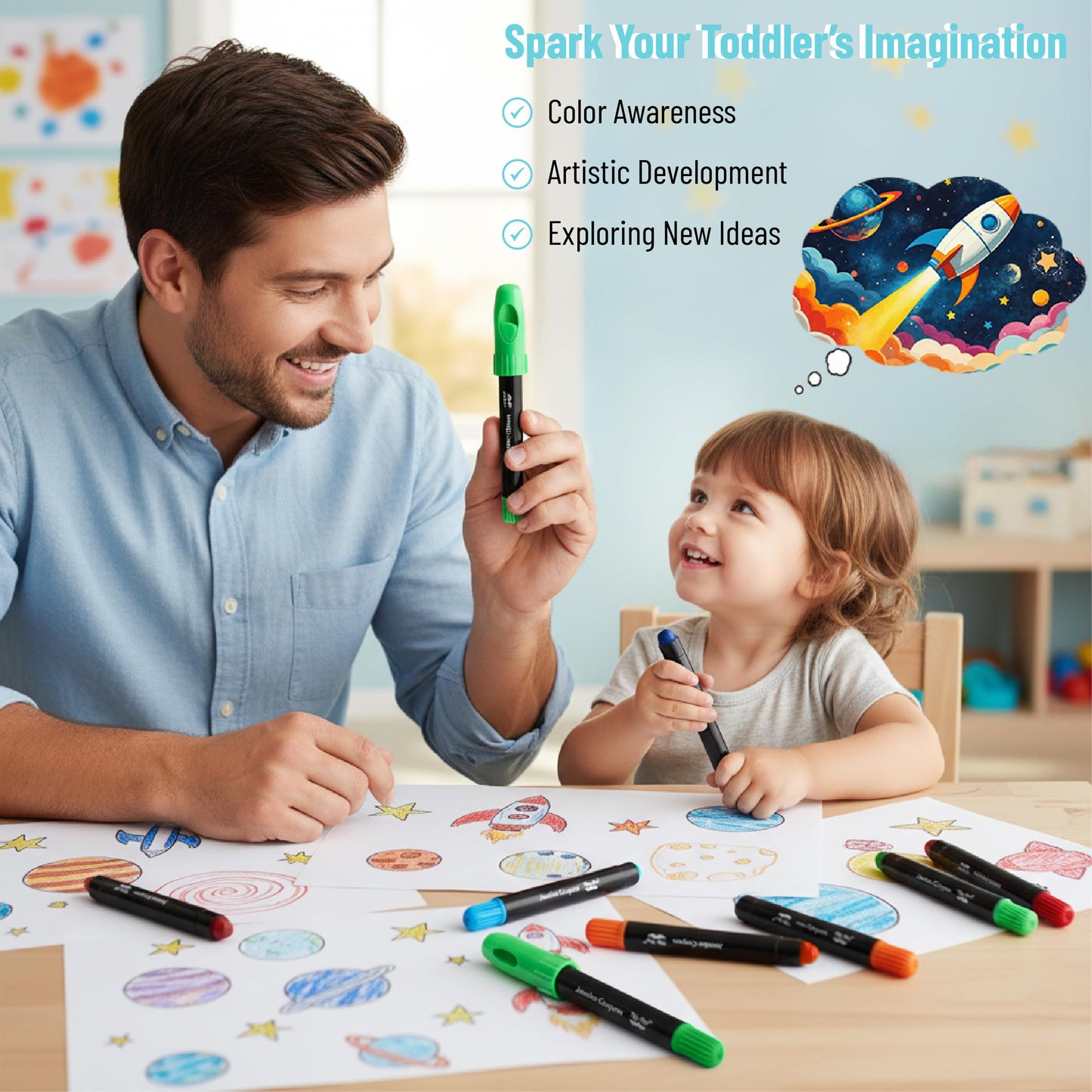 Mr. Pen Jumbo Twistable Crayons – 12 Pack, Non-Toxic & Washable Multicolor