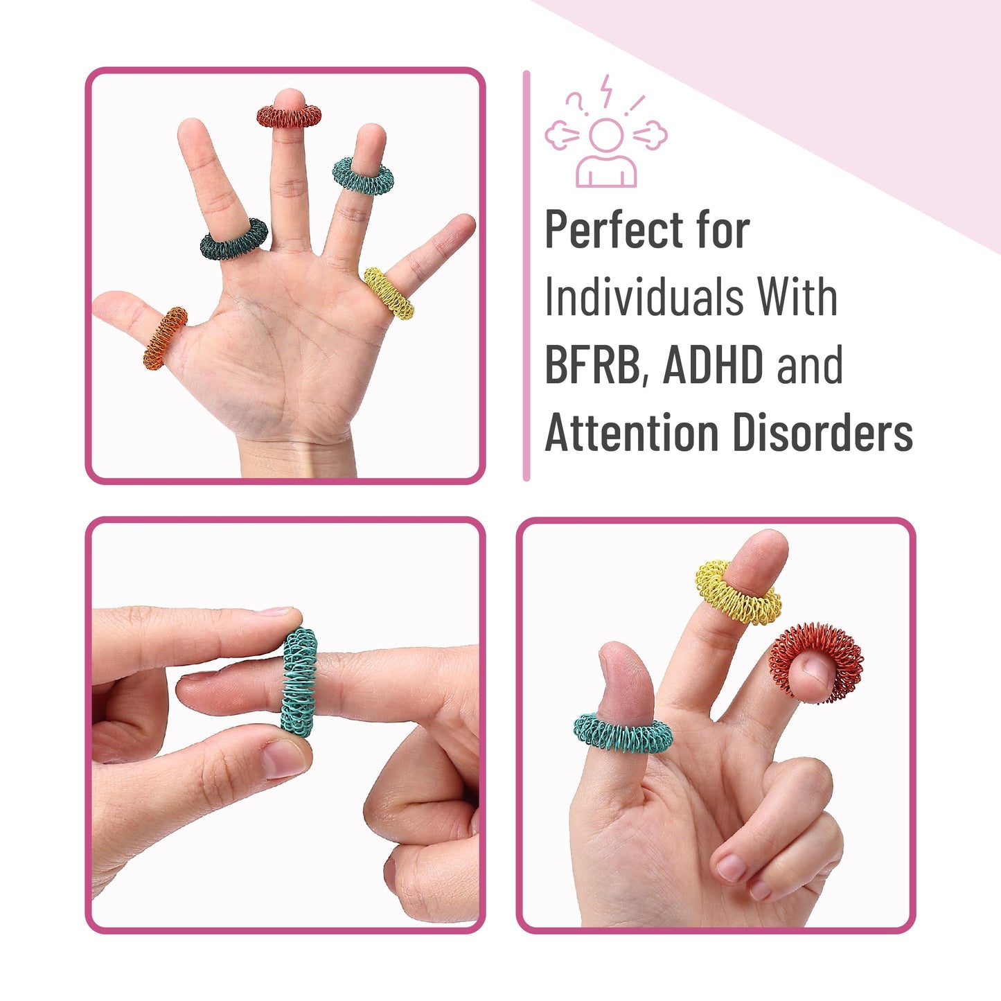 Mr. Pen Spiky Sensory Rings – 10 Pack Fidget Rings for Focus, Anxiety & Stress Relief