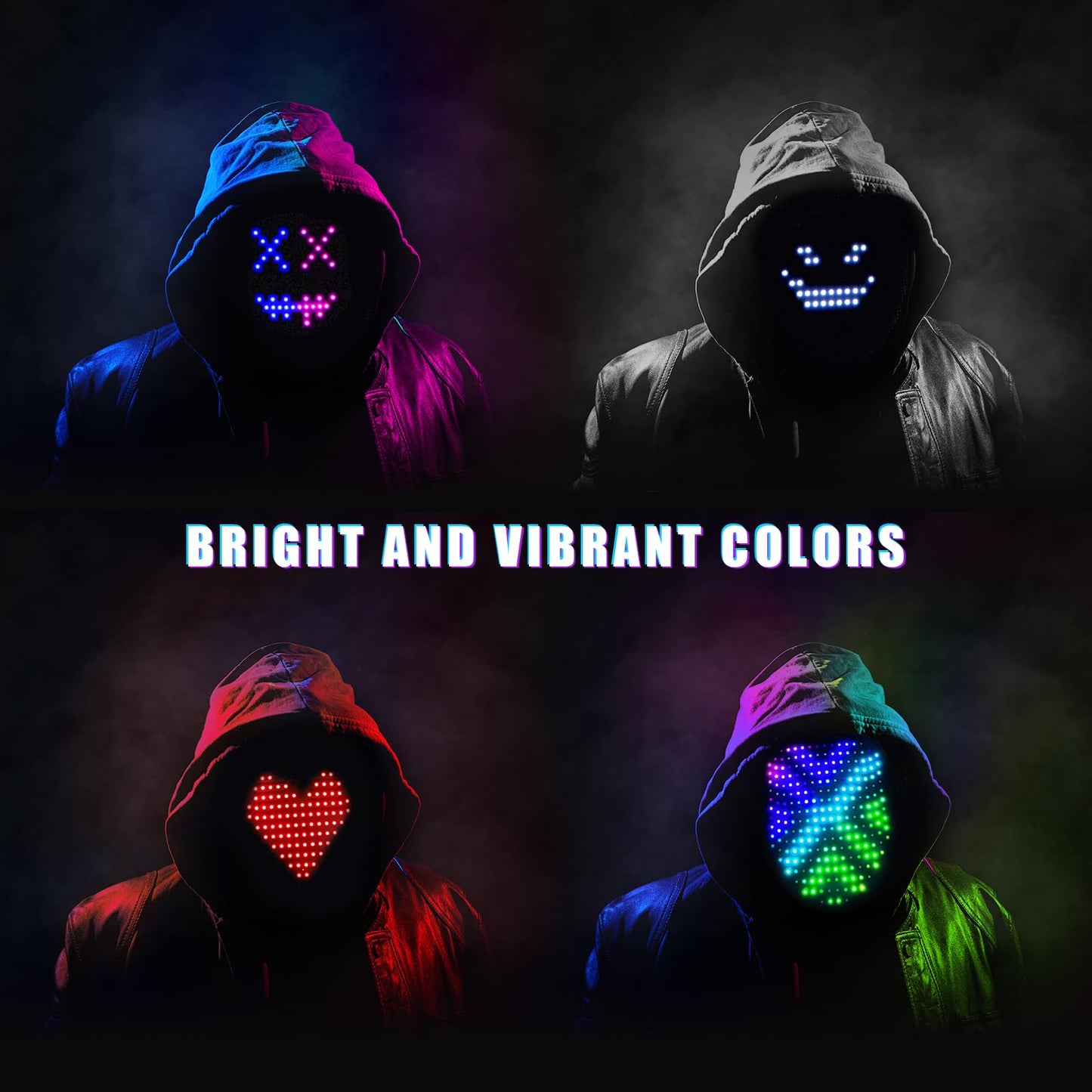 Mr.Pang LED Mask – Gesture-Sensing Light Up Mask for Halloween, Cosplay & Parties