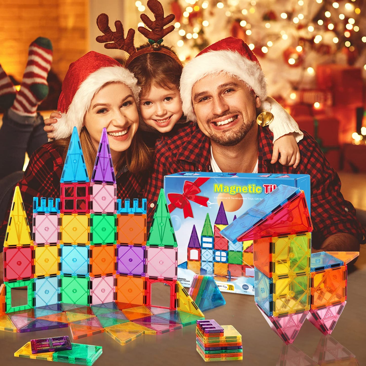 Mruikeny Magnetic Tiles – Colorful STEM Building Toys for Kids 3-8