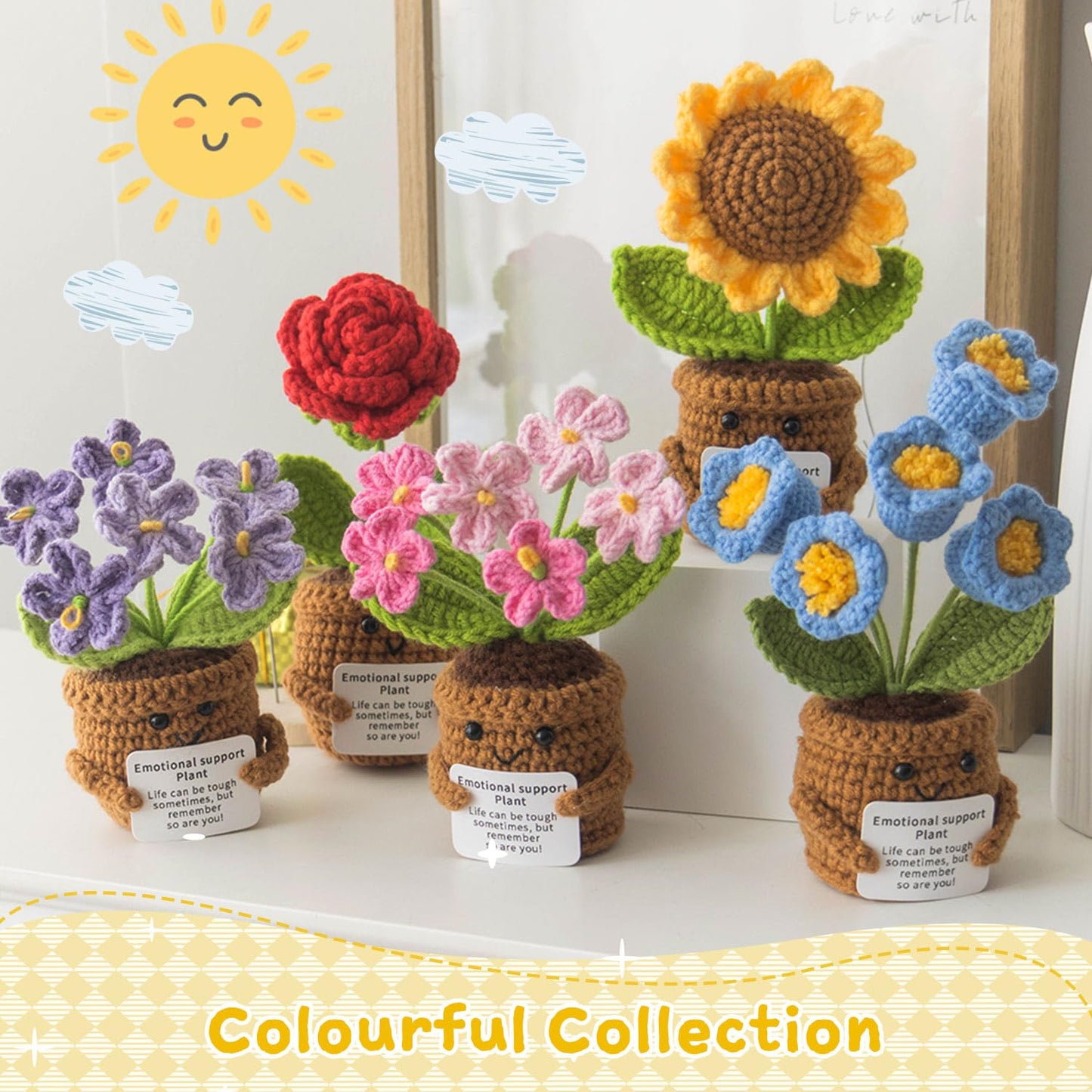 MS ZHENQIAO Handmade Positive Flower Crochet – Sunflower Decor & Inspirational Gift