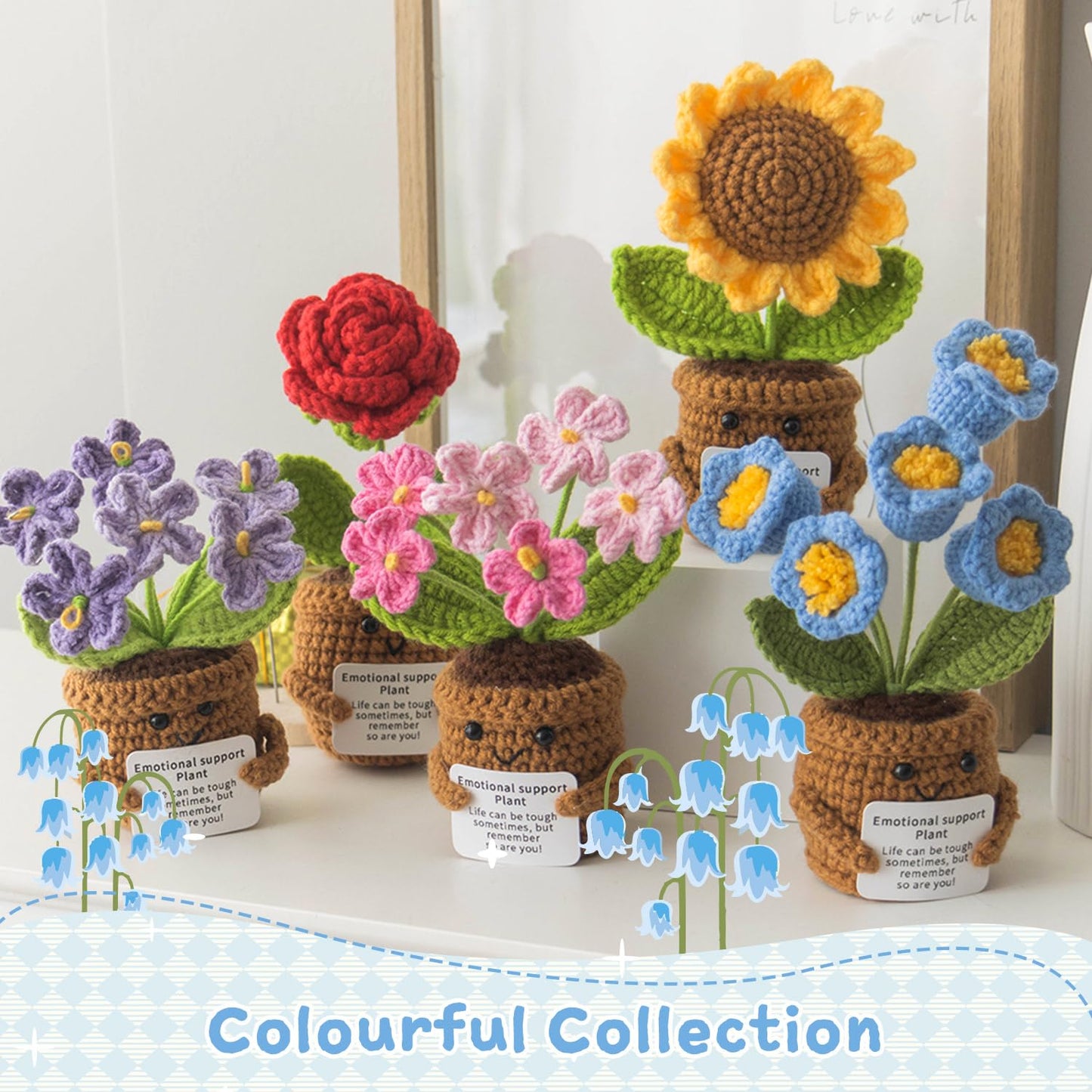 MS ZHENQIAO Handmade Positive Flower Crochet – Inspirational Gift & Knitted Desk Decor