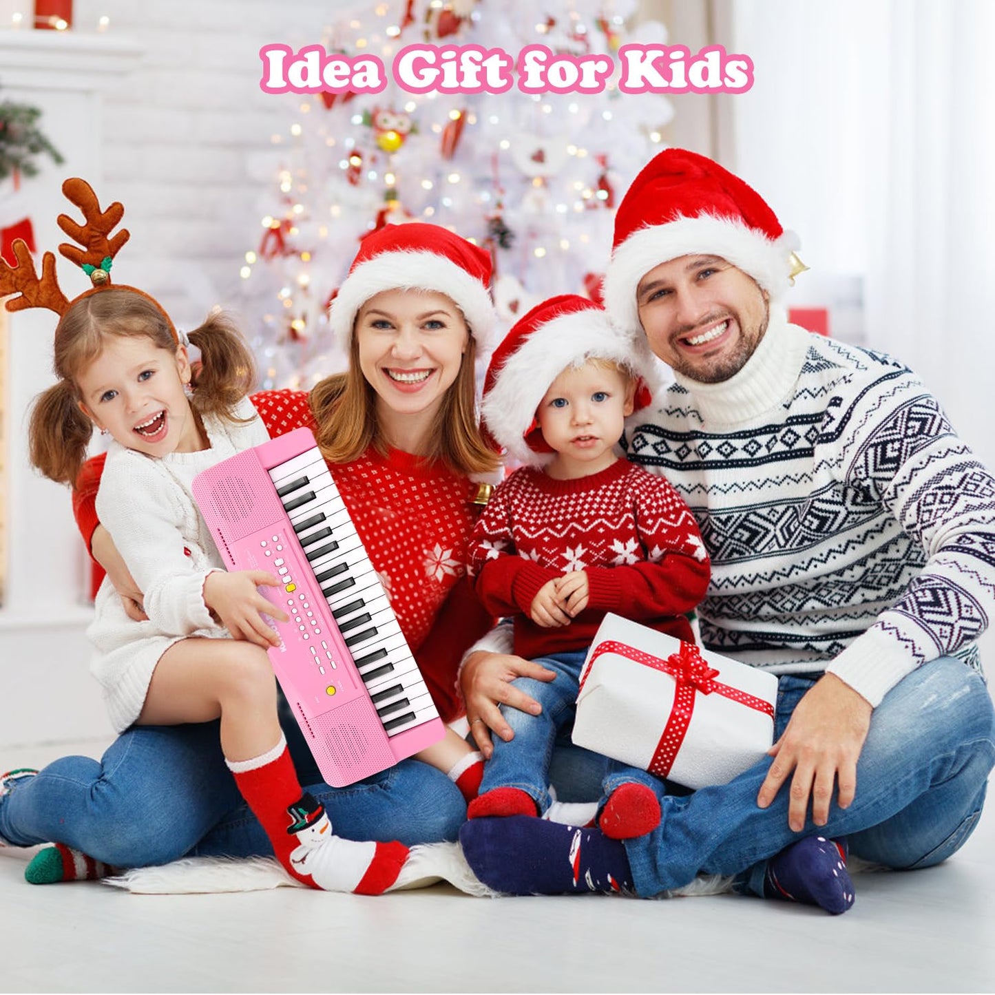 M SANMERSEN Toy Piano Keyboard for Kids – 37-Key Beginner Piano with Record & Playback (Pink)