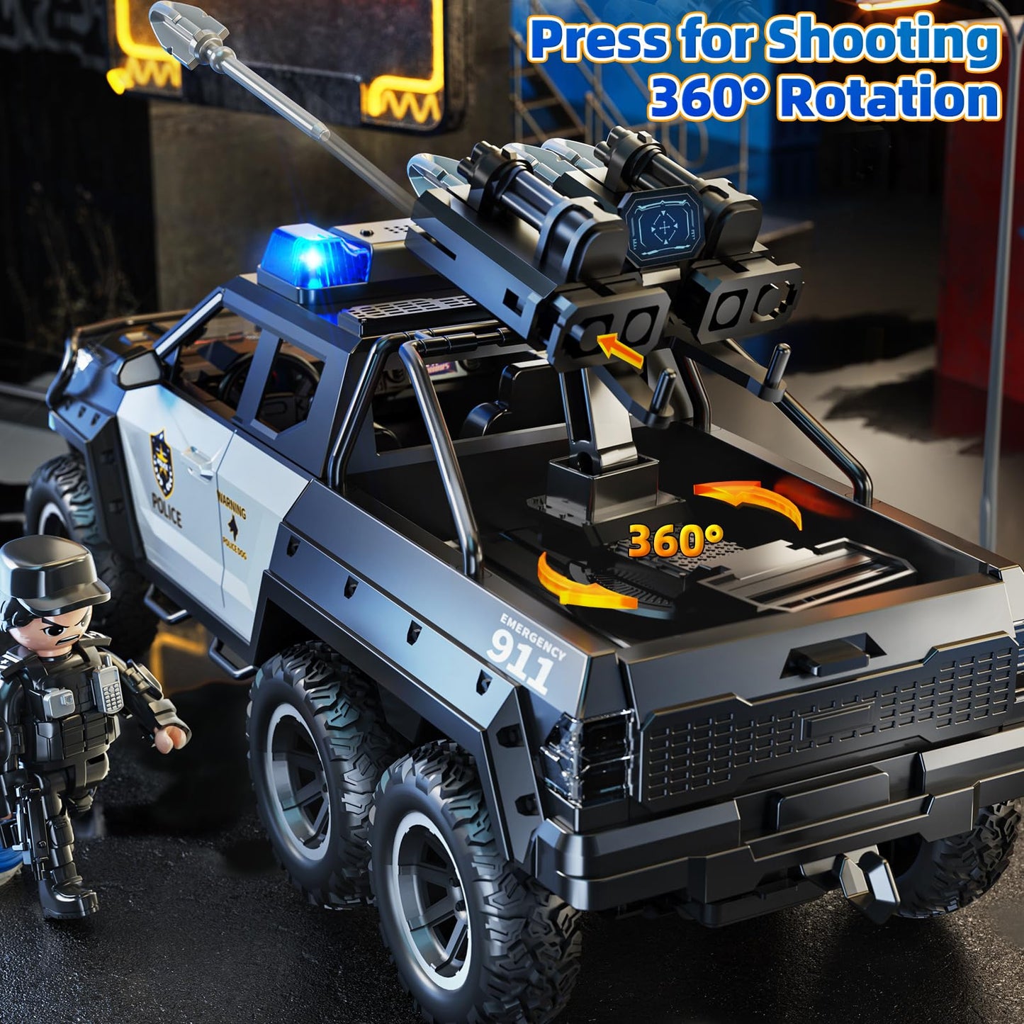 MSKOLER Police Car Toy for Kids 3-12 | Light & Sound Role-Play Truck Gift