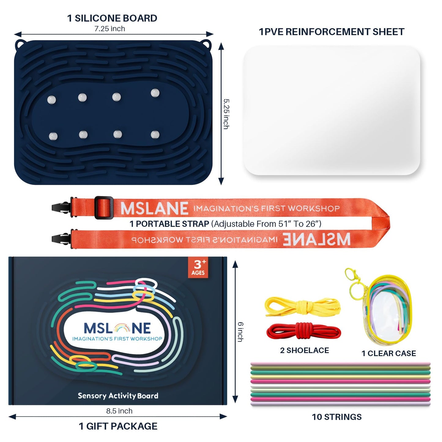 MSLANE Sensory Activity Board – Silicone Fidget Toy for Shoe-Tying Practice & Travel Calm