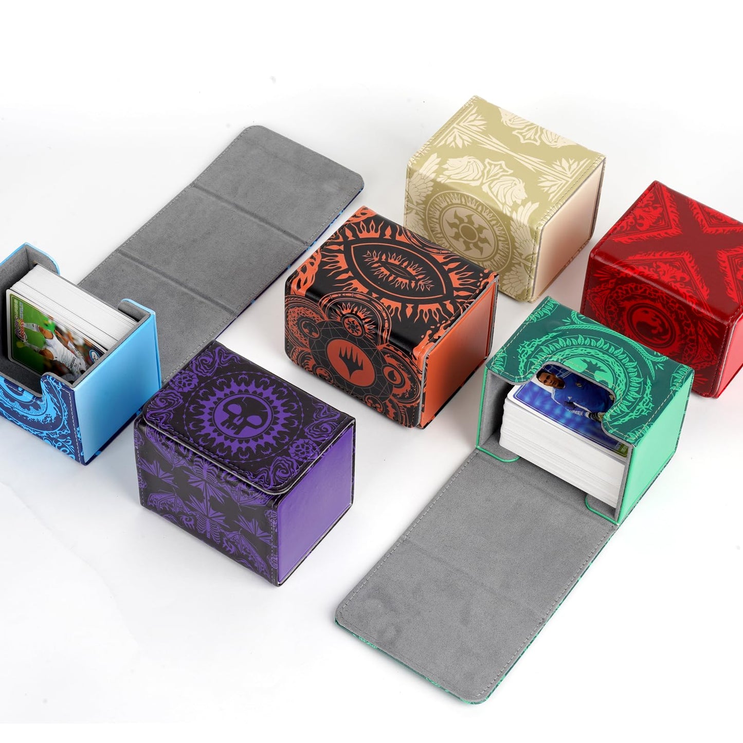 MTGPRO Deck Box Orange – PU Leather Card Case, Holds 120+ Sleeved Cards, Magnetic Closure