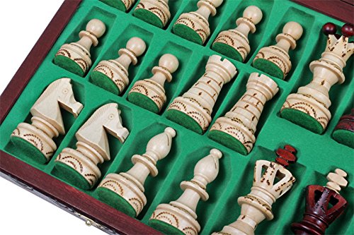 Muba Beautiful Handcrafted Wooden Chess Set – 21-Inch Board, Hornbeam & Sycamore Pieces, Internal Storage, Gift Idea