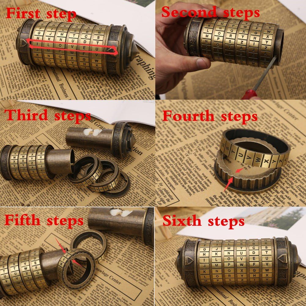 MUCHENGGIFT Da Vinci Code Mini Cryptex – Creative Puzzle Gift Box for Her