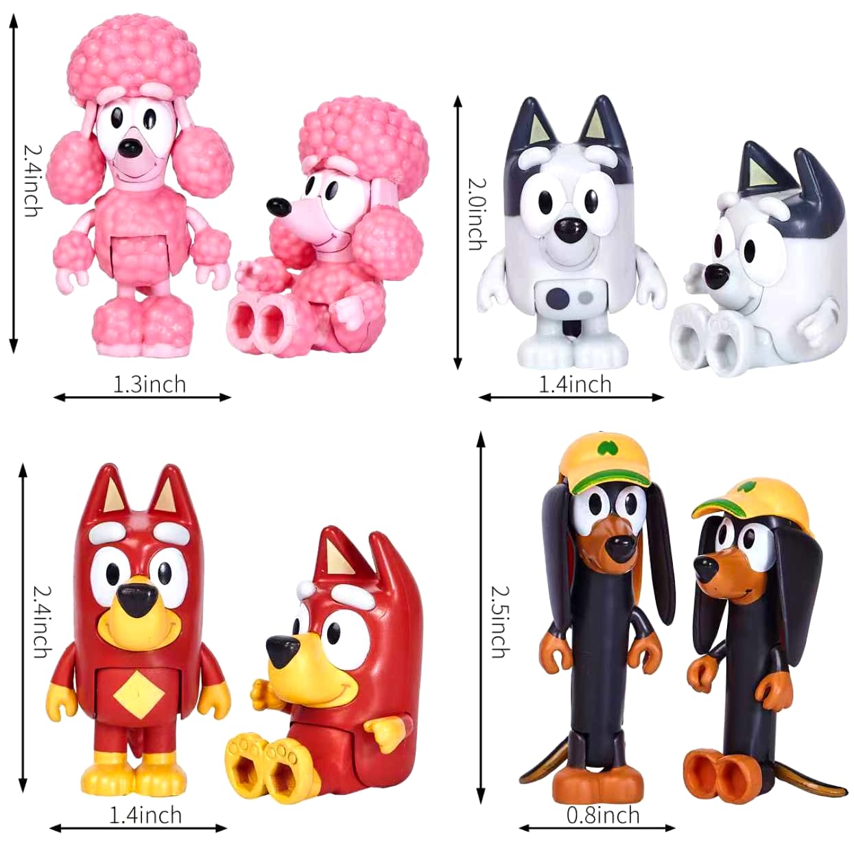 MUKSSE Bluey Toys: 8-Piece Wolf Action Figures Set for Toddlers – Family & Friends, Cake Toppers (2-3.5 inch)