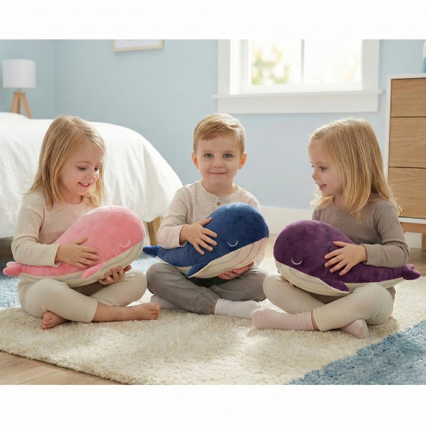 MUPI Whale Plush Pillow – Soft Blue Whale Toy in 4 Sizes (10, 18, 23, 33 in)
