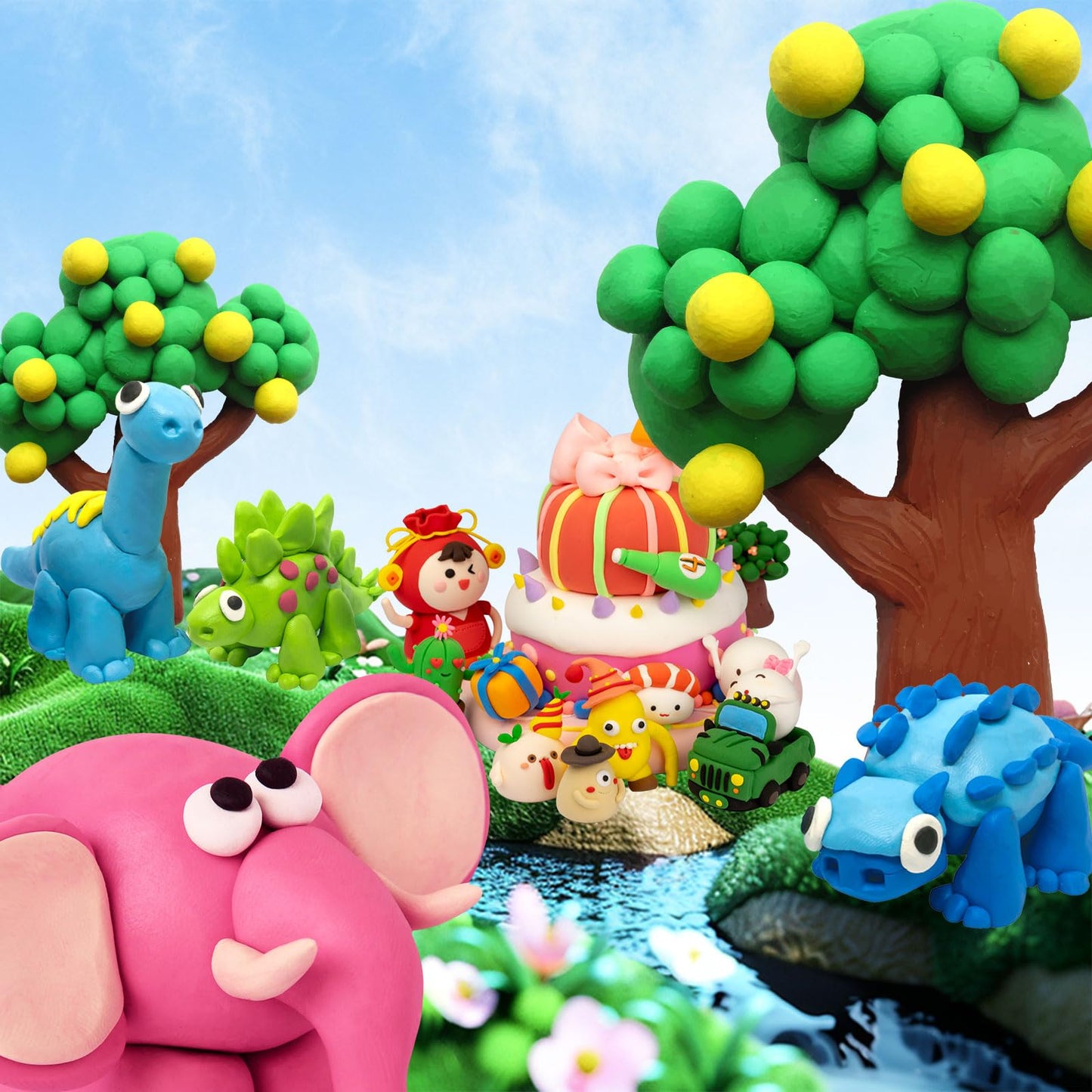 MuseLuxe Air Dry Clay - 120 Pack with 48 Colors & 3 Tools | Safe Non-Toxic Modeling Kit for Kids