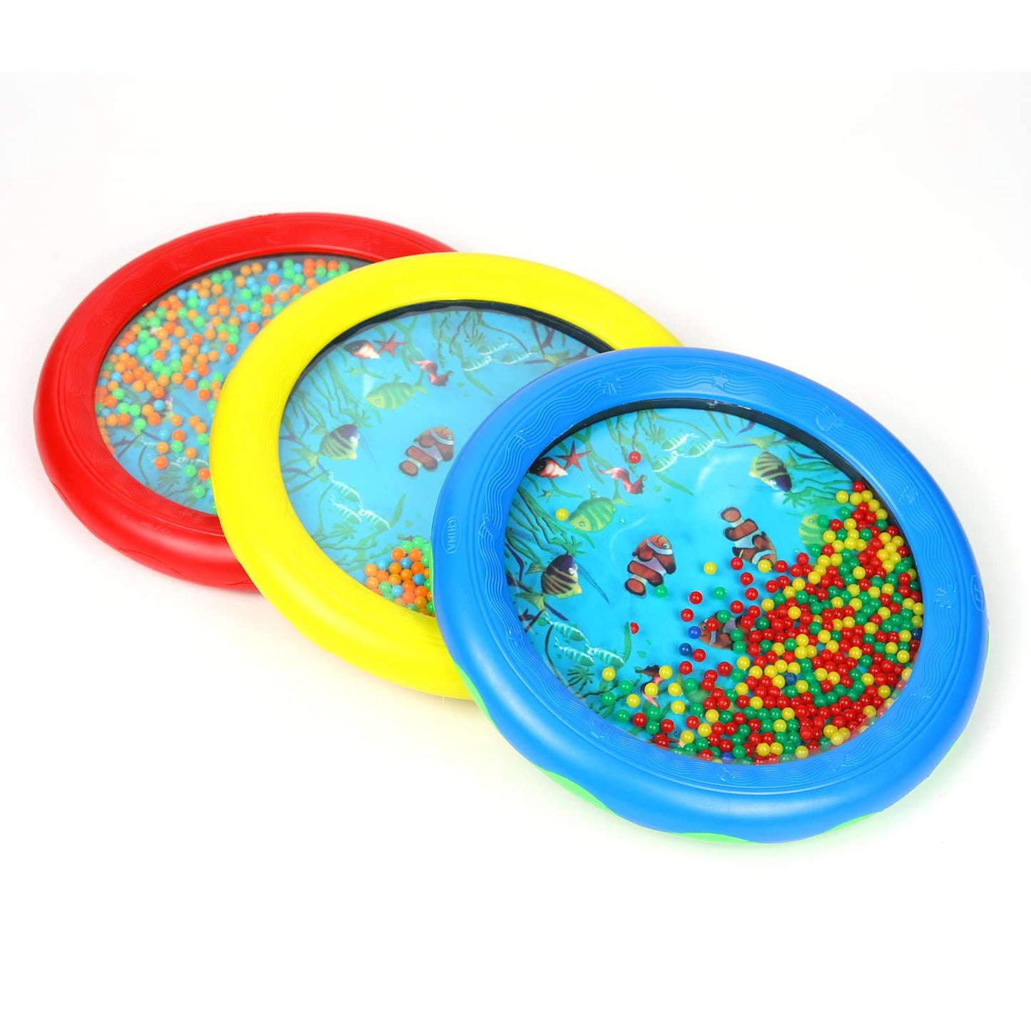 Musfunny Ocean Drum Wave Bead Drum - Gentle Sea Sound Toy for Kids (Red)