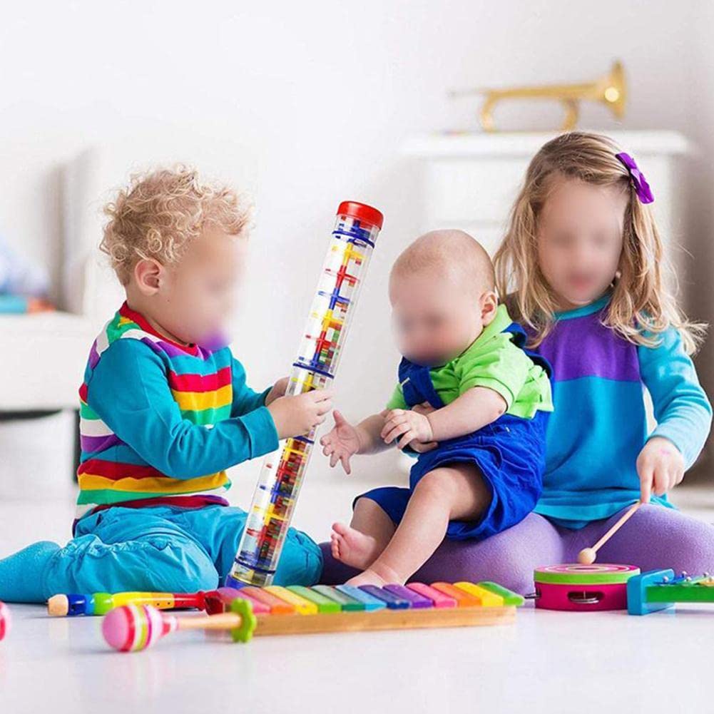 Musfunny Rainmaker Rainstick — 8-Inch Sensory Shaker for Babies & Kids (Red)