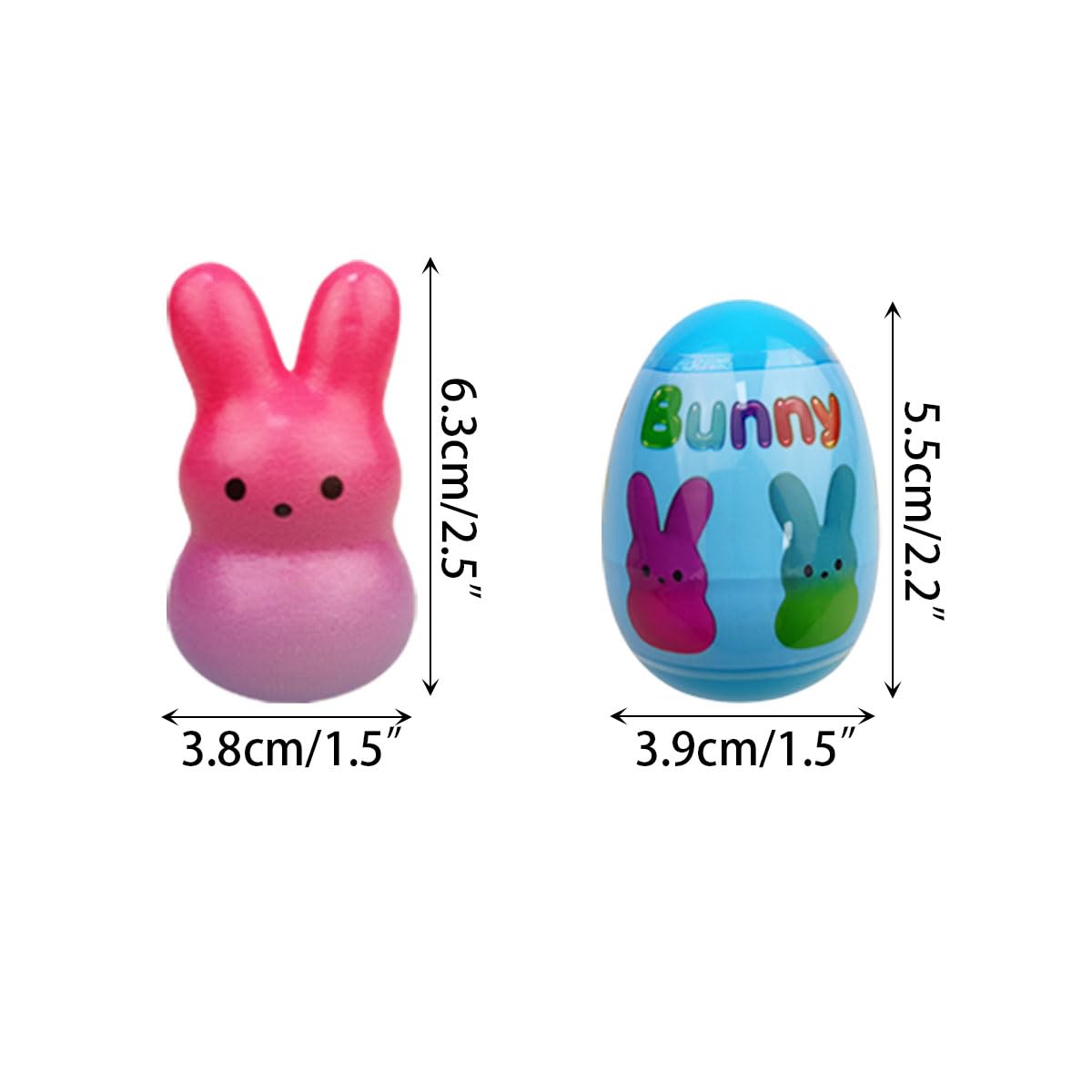 Muyiz 24 Pack Prefilled Easter Eggs with Bunny Slow Rising Squishy Toys