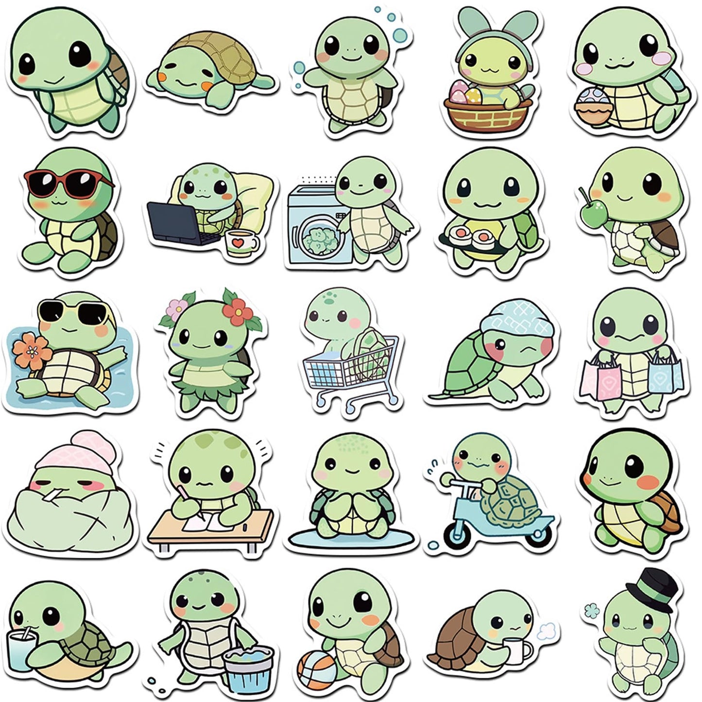 MUZIWAN 50Pcs Animal Stickers – Waterproof Vinyl for Water Bottles, Notebooks & Back-to-School (Tortoise)