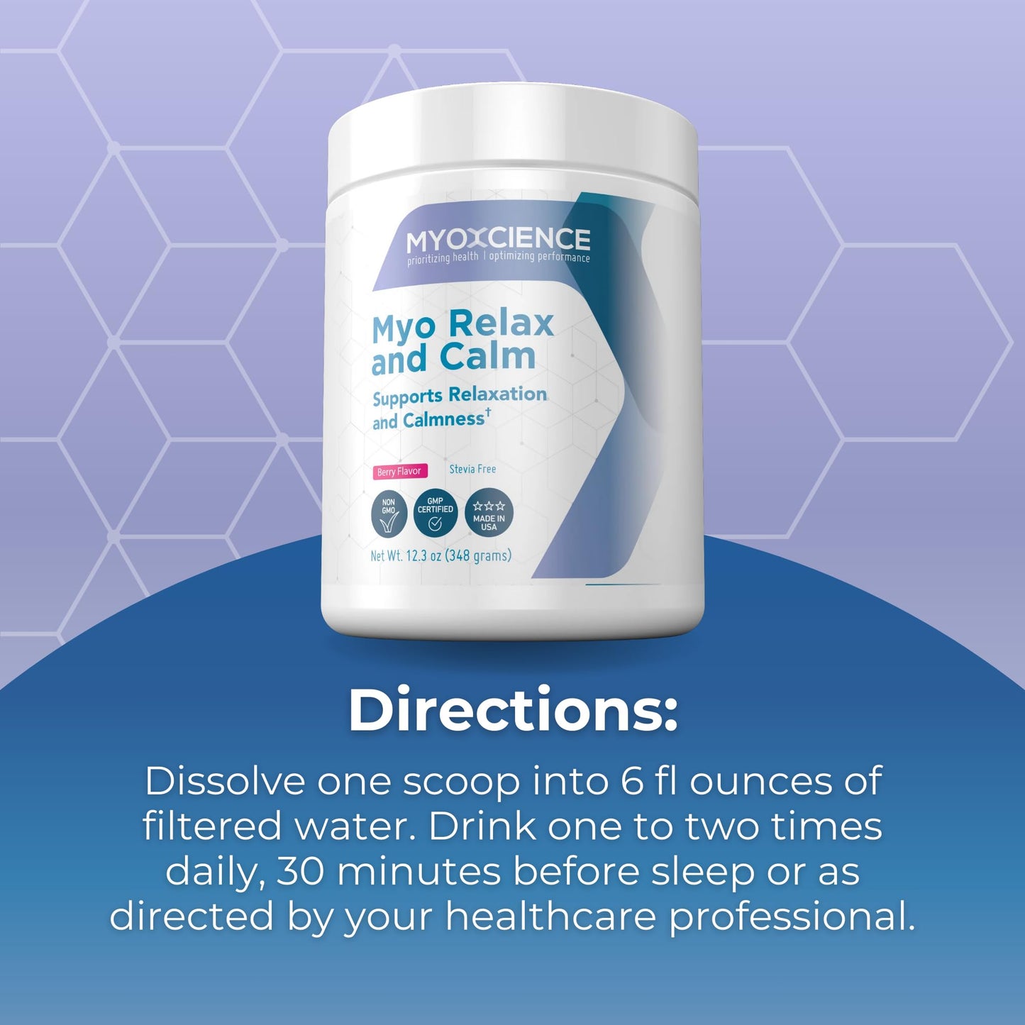 MYOXCIENCE Myo Relax & Calm | Sleep & Mood Support with Myo-Inositol, L-Theanine, Taurine, Magnesium & GABA | Berry Flavor | 60 Servings