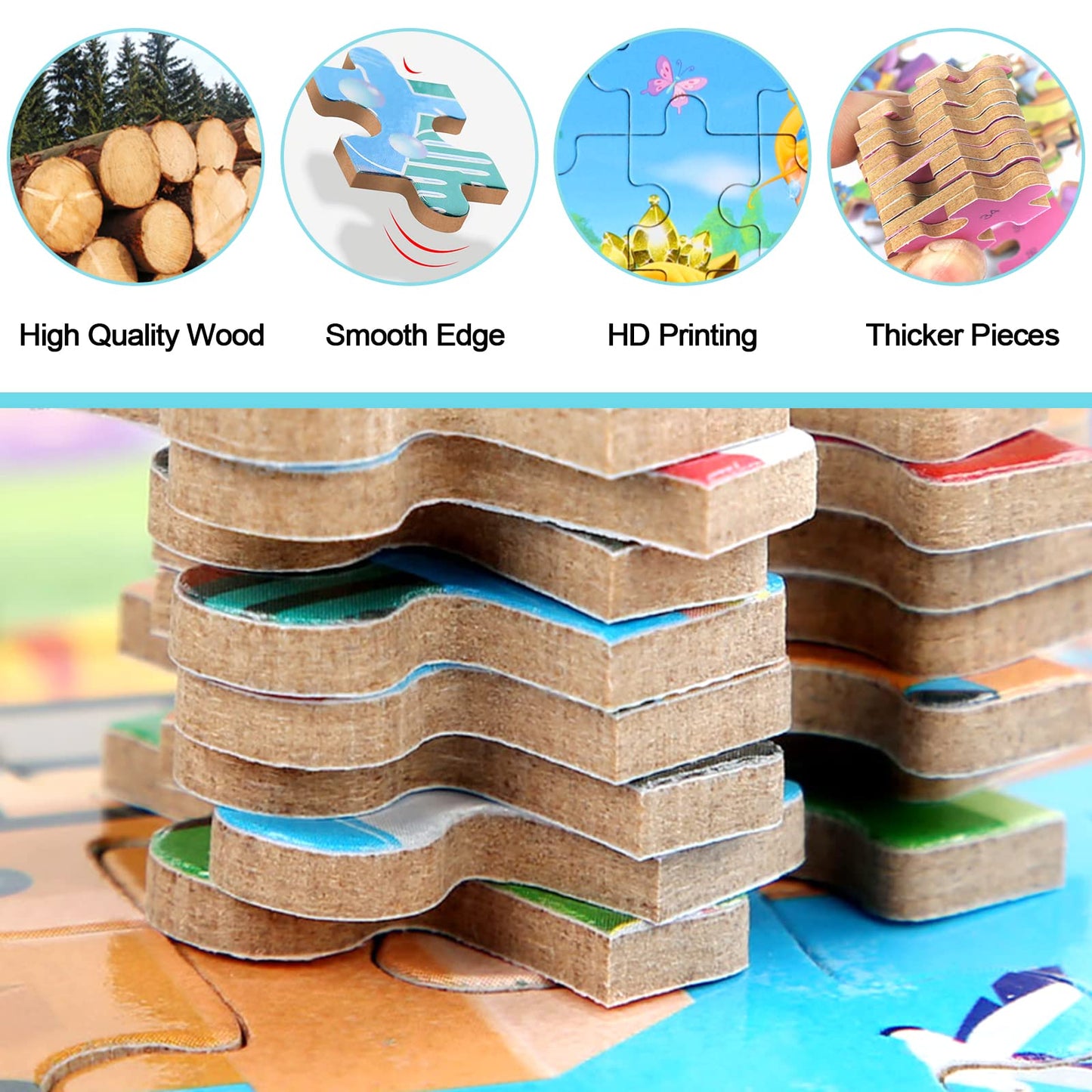 MZZOTOY Princess Puzzles - 60-Piece Educational Jigsaws for Kids 4-8 in Metal Box