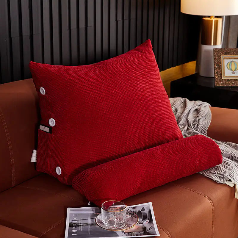 Lumbar Backrest Pillow – Plush Waist Cushion with Headrest for Bed & Sofa Support