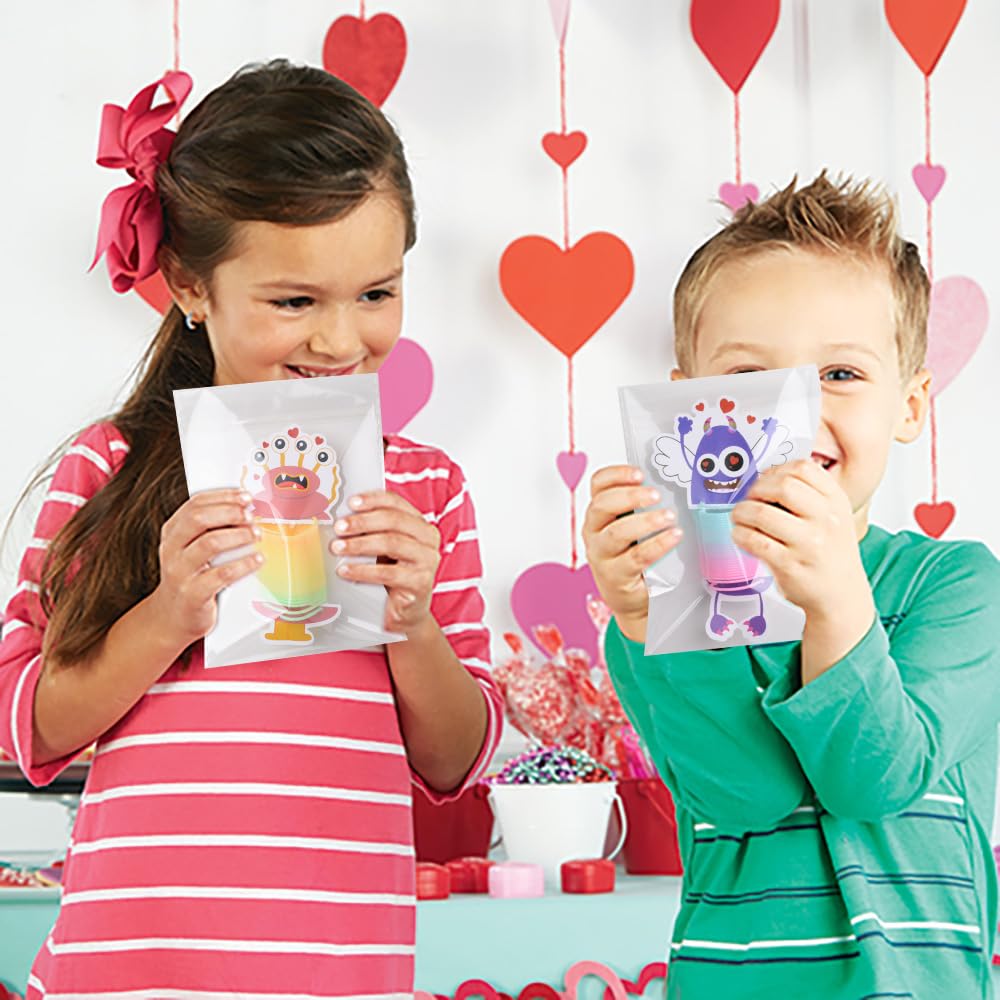 NAISEN 32-Pack Valentines Day Cards for Kids with Rainbow Coil Springs – 8 Monster Designs