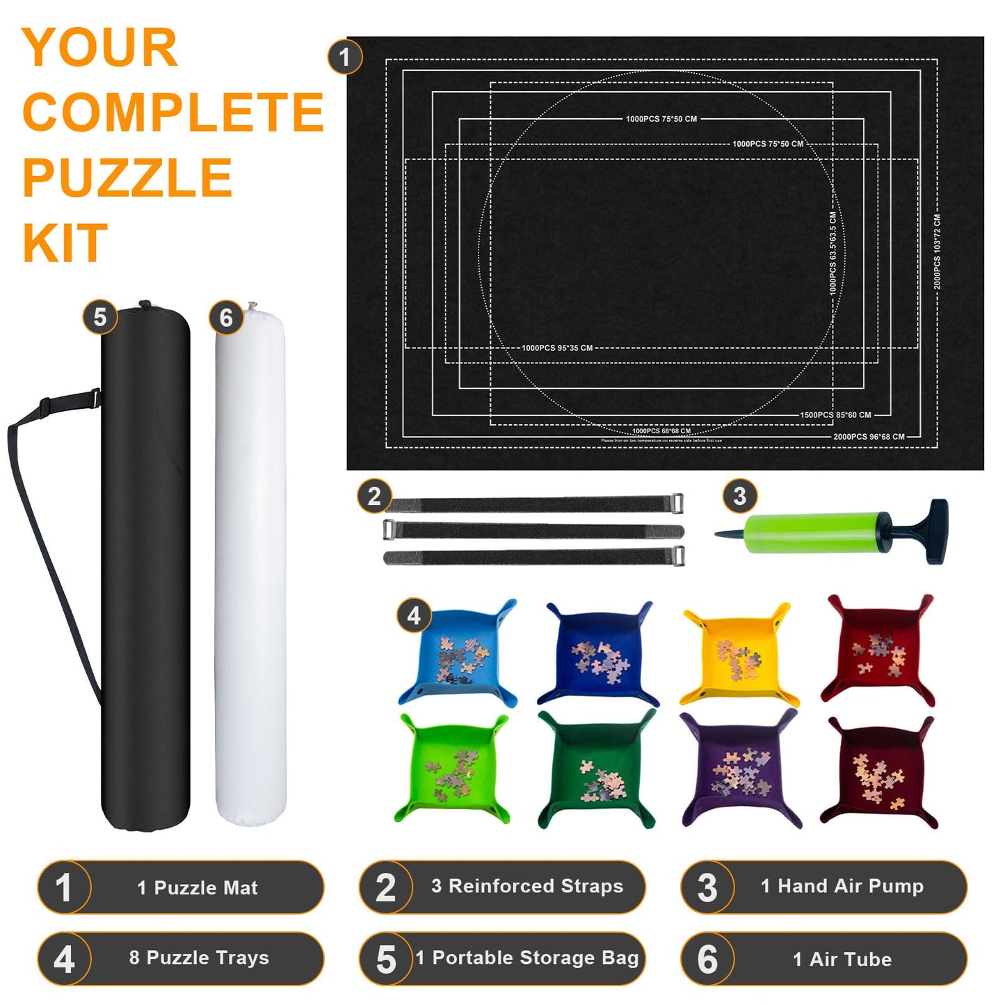 Napzy Jigsaw Puzzle Mat with 8 Trays – Roll-Up Organizer for 1000–2000 Piece Puzzles