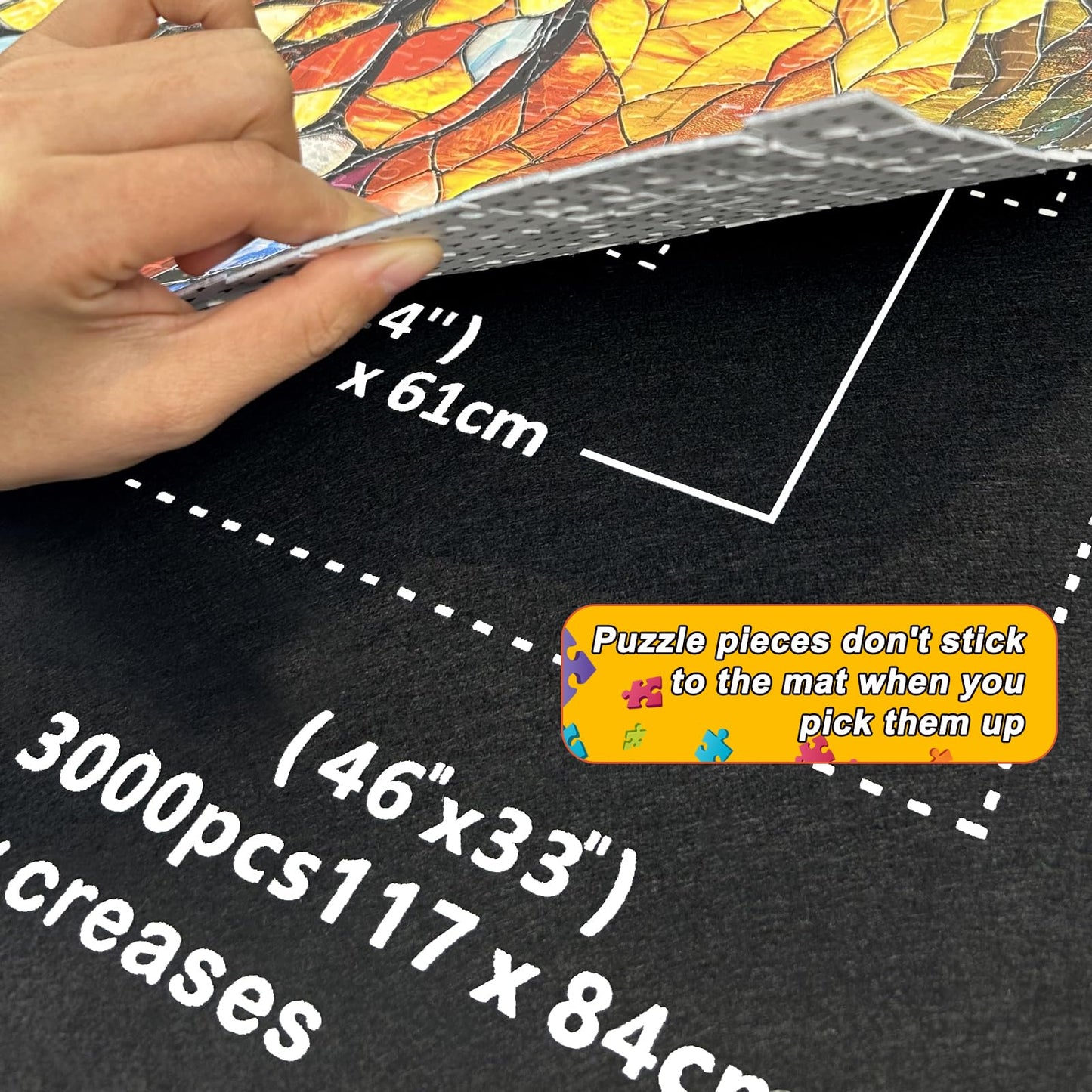 Napzy Puzzle Mat Roll Up — 3000-Piece Jigsaw Organizer with 8 Sorting Trays & Drawstring Bag