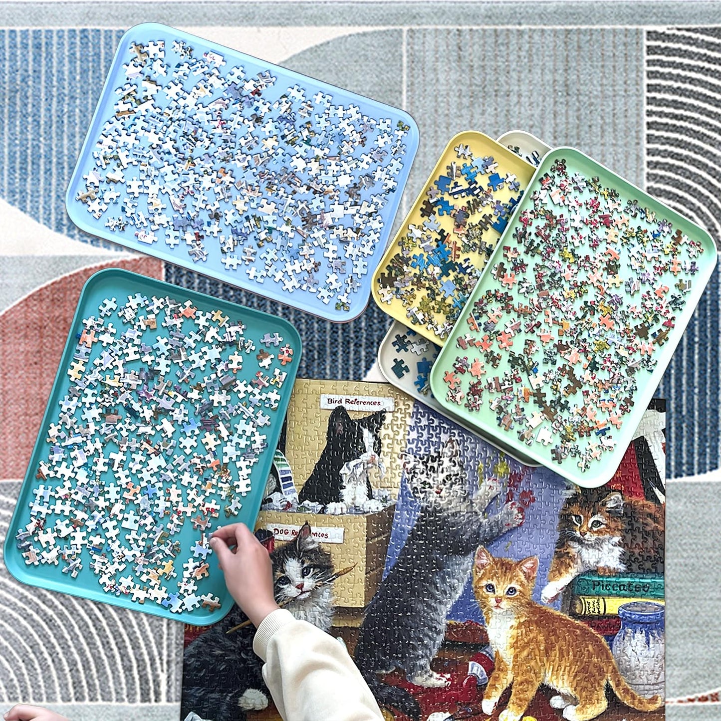 Nariolar 16.9 x 12 Extra-Large Puzzle Sorting Trays – Stackable 6-Pack for 2000/3000/5000 Piece Puzzles