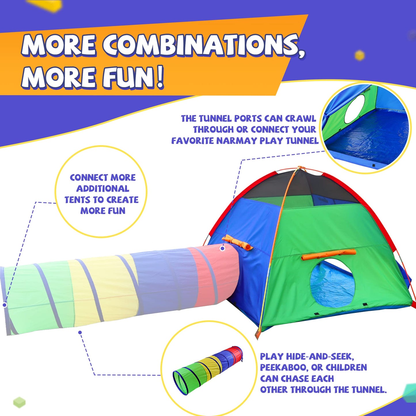 NARMAY Play Tent Easy Fun Dome – 60x60x44in Indoor/Outdoor Kids Tent