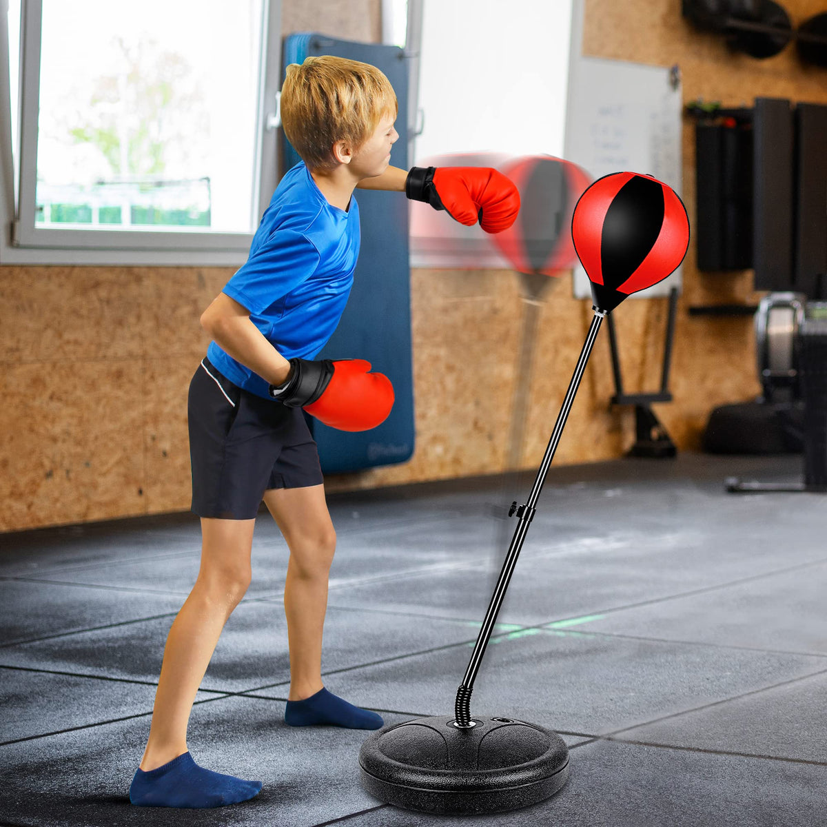 NATGGZ Height Adjustable Kids Punching Bag Set with Boxing Gloves (Ages 3-10+)
