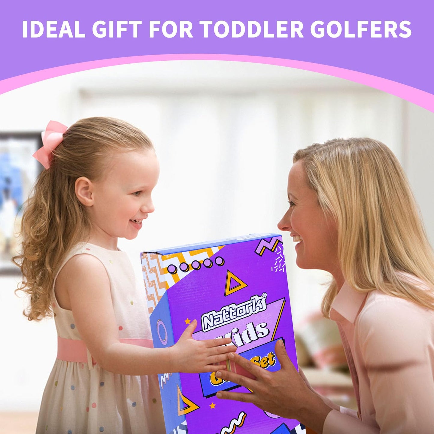 Nattork Toddler Golf Set with Putting Mat for Ages 2-3 – 4 Clubs & 12 Balls, Rose