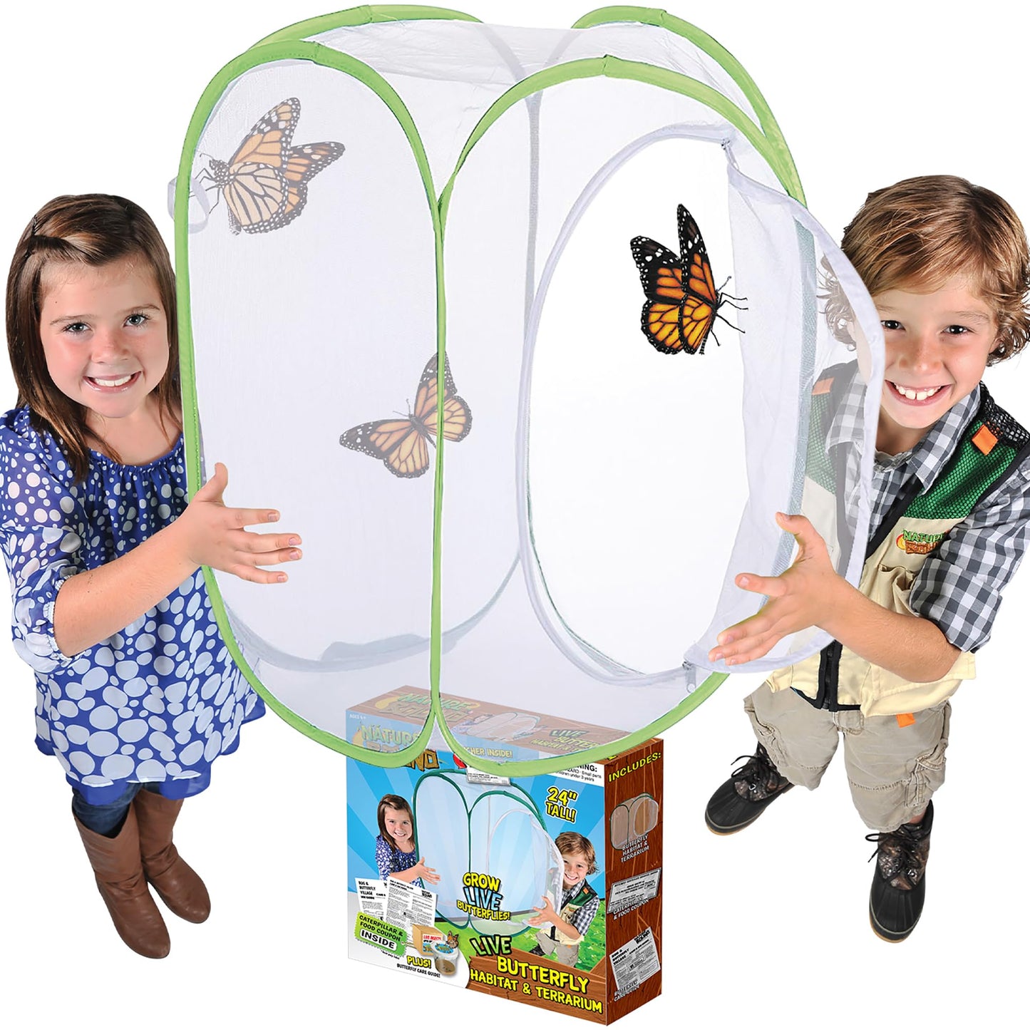 Nature Bound Butterfly Growing Kit — Live Caterpillar to Butterfly Project for Kids | Voucher, Pop-Up Habitat & STEM Guide