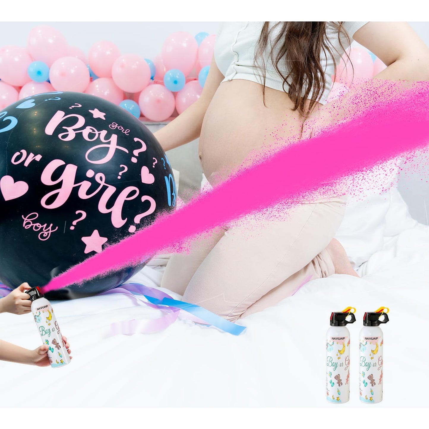 Navuaip Large Gender Reveal Pink Smoke Powder Sprayer – 2-Pack Biodegradable Color Blasts