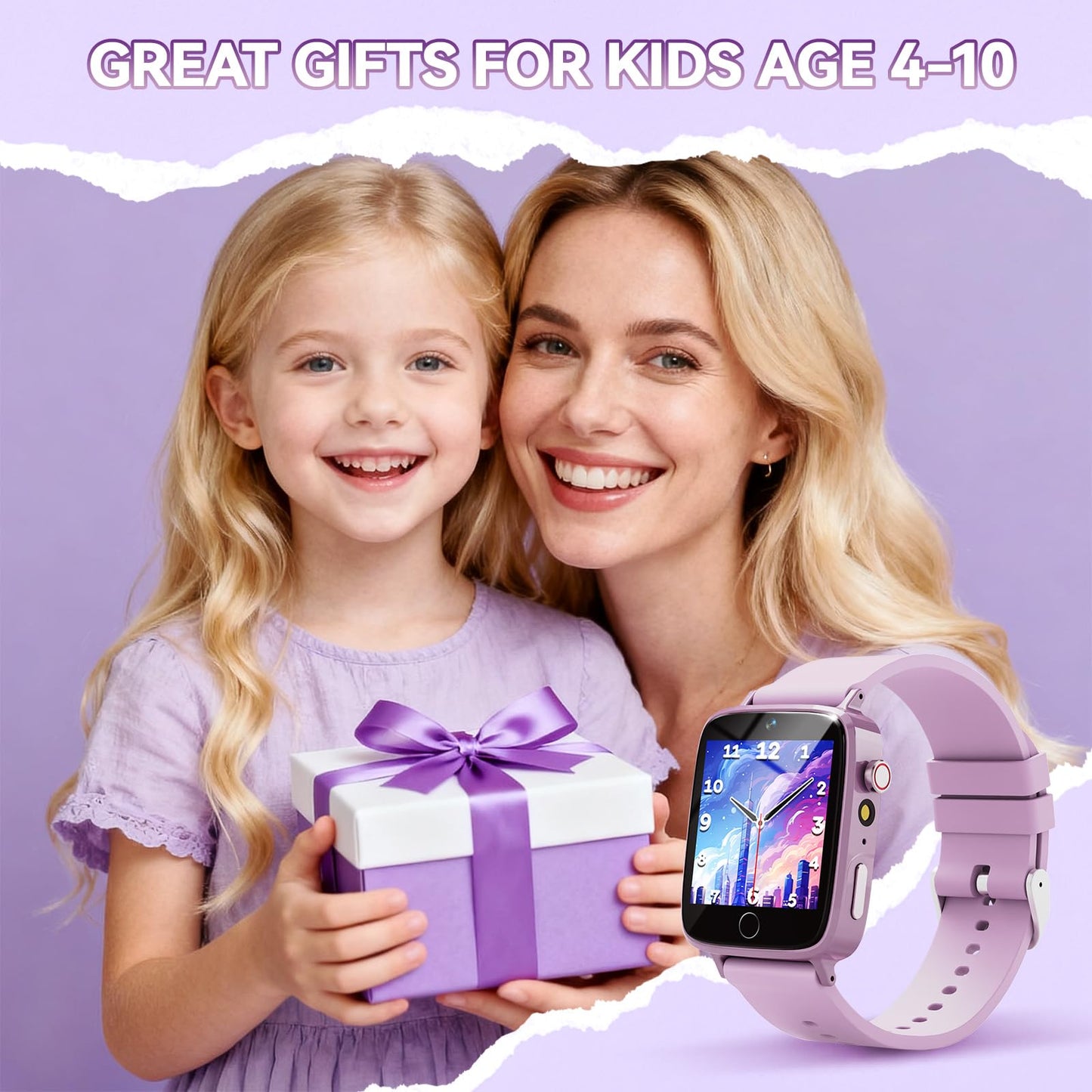 NBKLS Kids Smart Watch for Girls | Ages 5-9, 26 Puzzle Games, Pedometer & Learning Cards