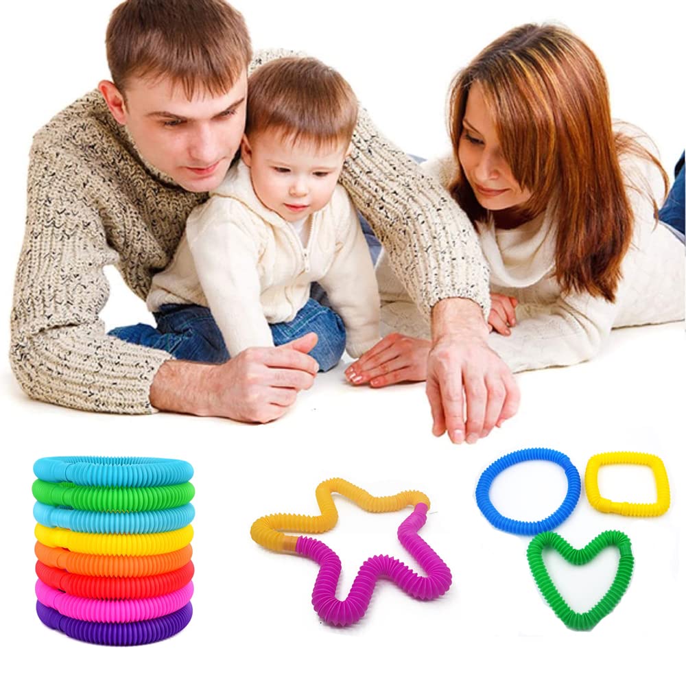 Neec 32-Pack Pop Tubes — Colorful Sensory Fidget Toys for Stress Relief, Focus, and Learning