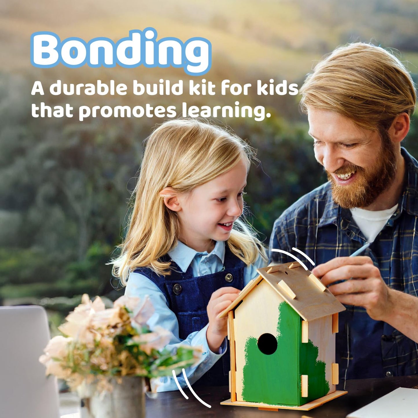 Neliblu DIY 12 Wooden Bird House Kits – Creative Arts & Crafts for Kids & Adults | Unfinished Birdhouses, Paint Strips, Brushes & Stickers