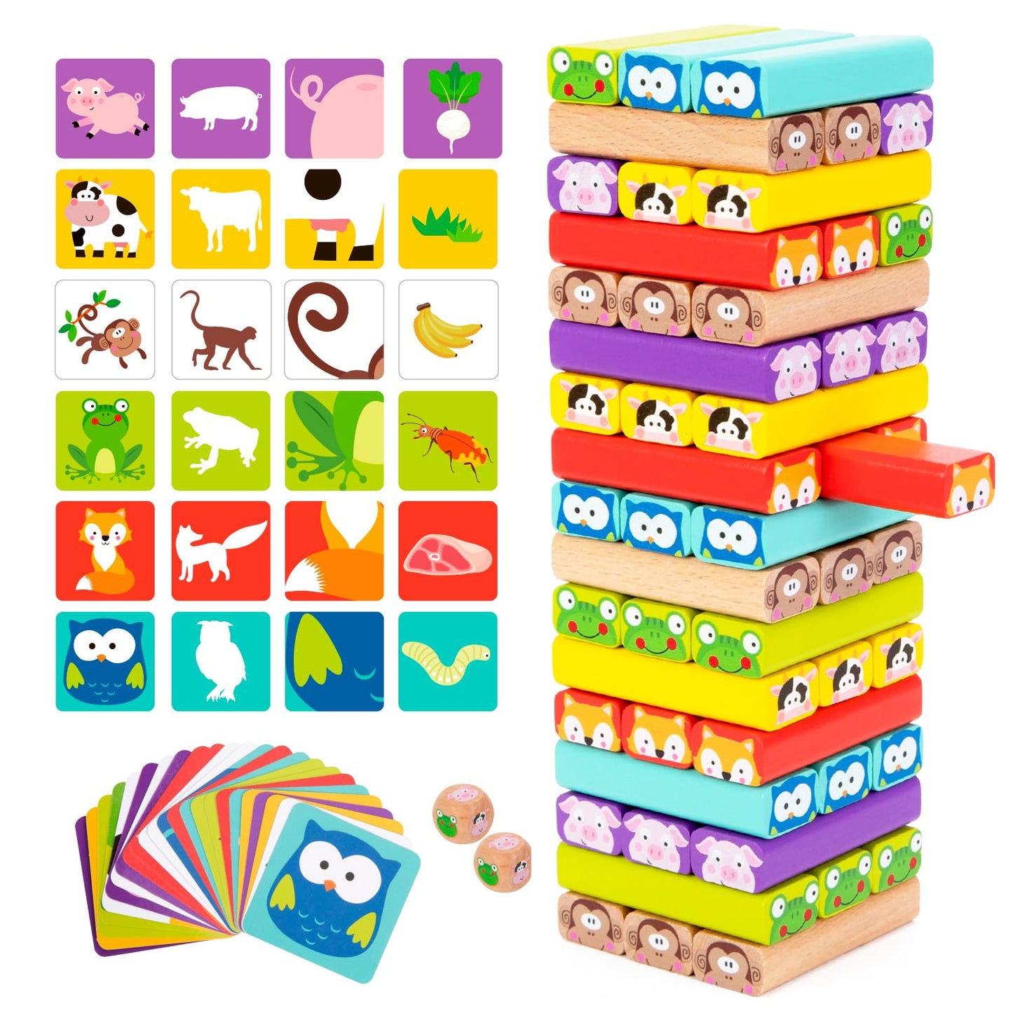 Nene Toys Wooden Tumble Tower Game – 4-in-1 Educational Fun for Kids 3-9