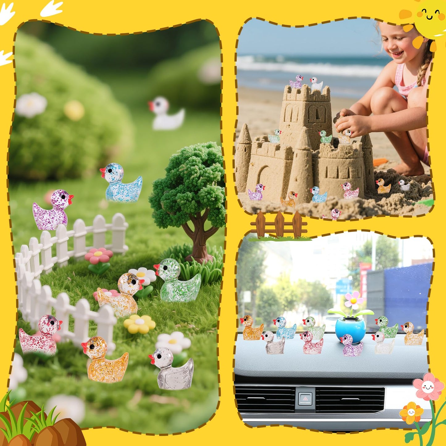 NEOACT 150 Pcs Glitter Mini Resin Ducks – Colorful Hide-and-Seek Tiny Figures