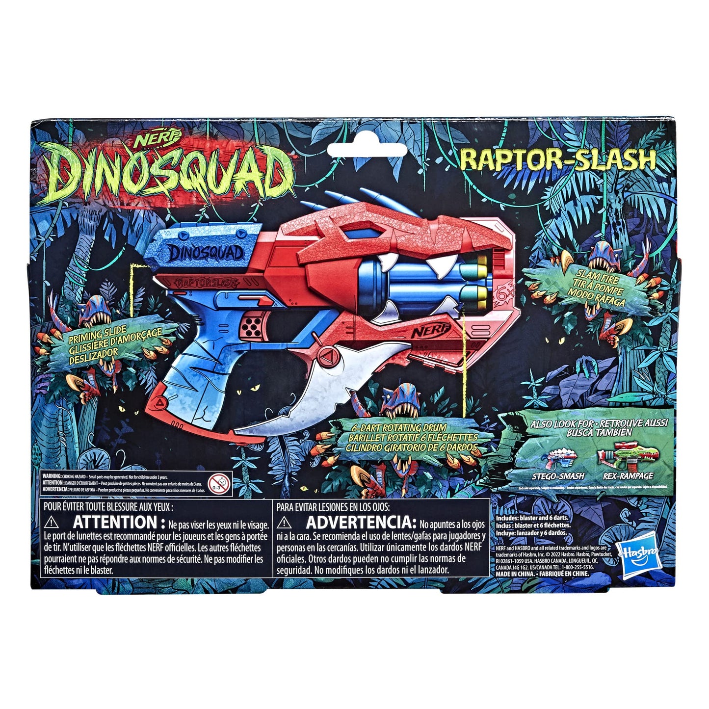 Nerf DinoSquad Raptor-Slash Dart Blaster | 6-Dart Drum, Slam Fire Action