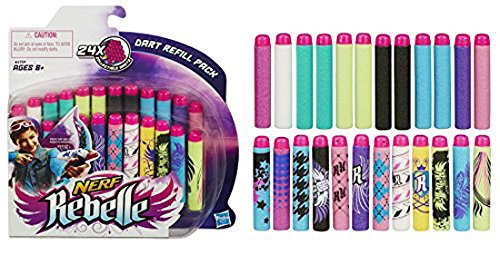 Nerf Rebelle Secrets and Spies Dart Refill Pack – 24 Darts, 12 Colors