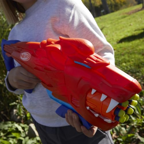 NERF Wild Lionfury Easy Play Dart Blaster — 16 Nerf Elite Darts for 6+ Kids