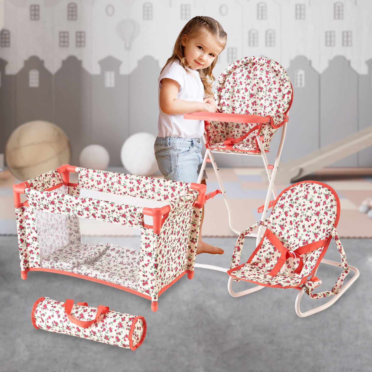 Floral 3-in-1 Doll Furniture Set for 18-Inch Dolls | The New York Doll Collection