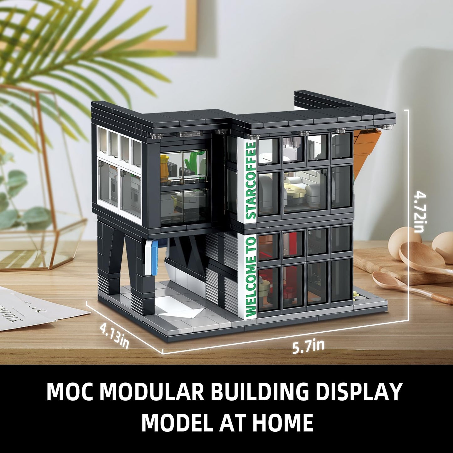 NEWABWN City Coffee House Building Set with Light – 581 PCS