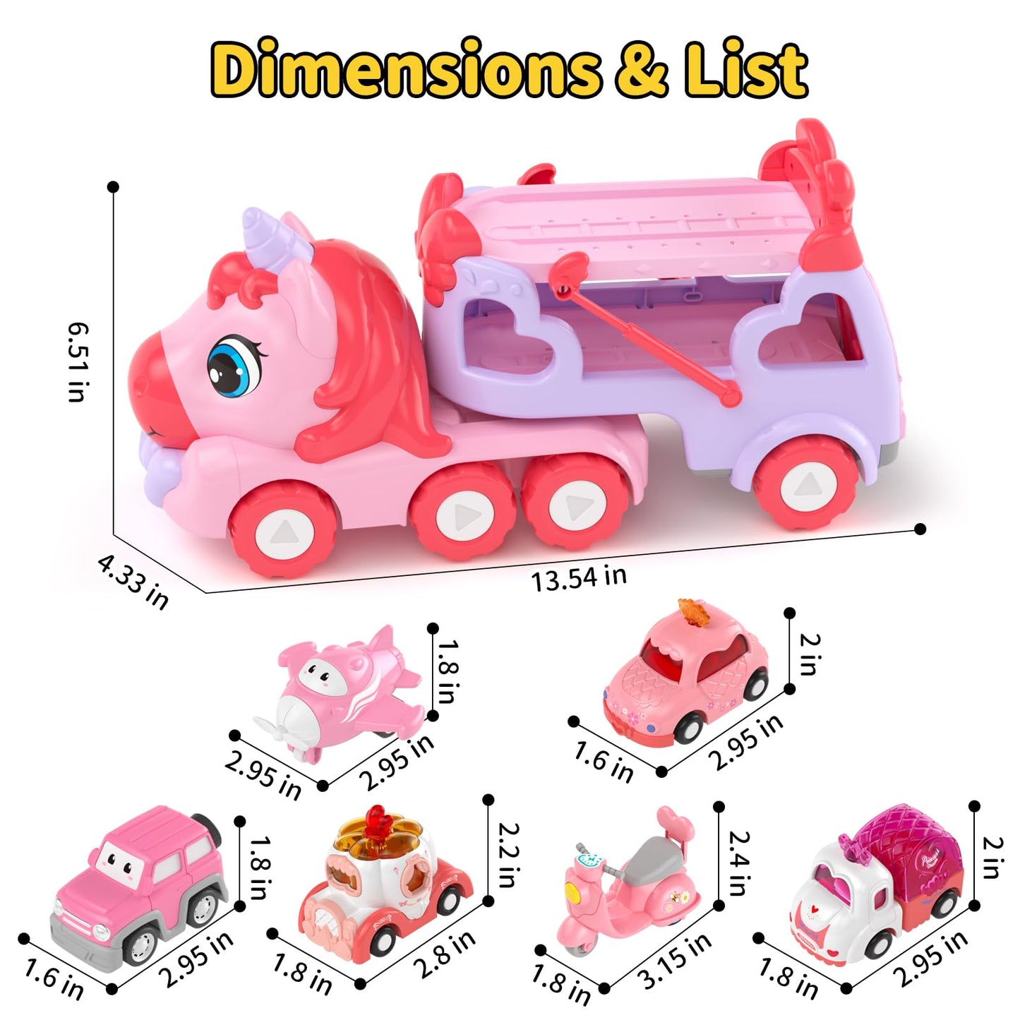 Newcrave 7-in-1 Princess Carrier Truck Toys for Toddlers (Age 1-3) — Light, Music & Imaginative Play