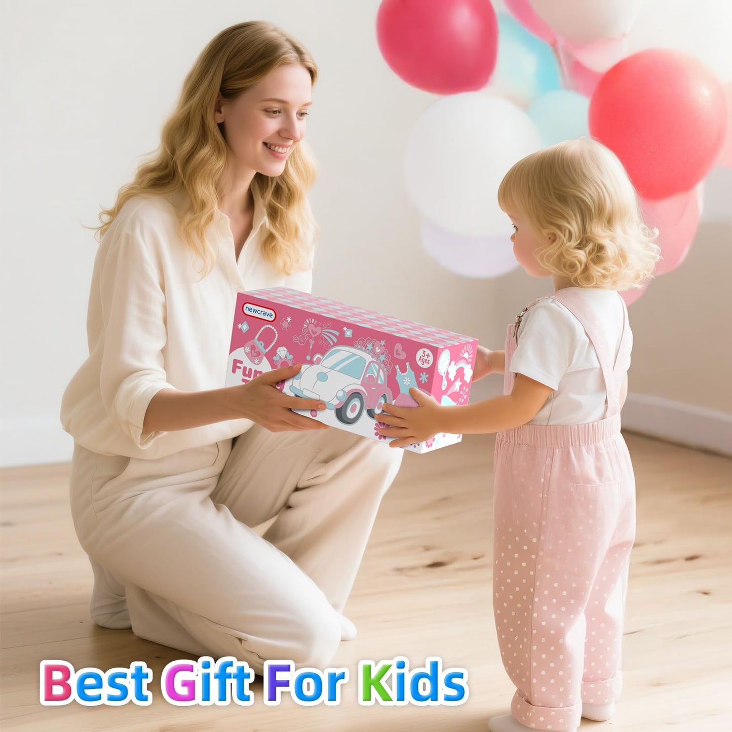Newcrave 7-in-1 Carrier Truck Toy for 1–3 Year Old Girls – Friction-Powered, Light & Music