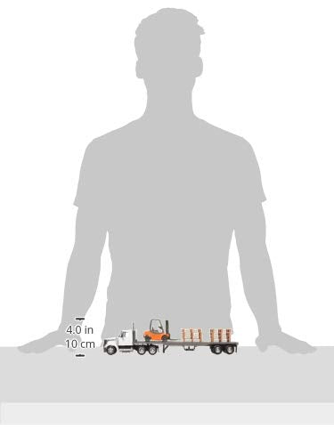 New-Ray 16643 1:43 Long Haul Trucker – International Lonestar Flatbed with Forklift & Pallets (White)