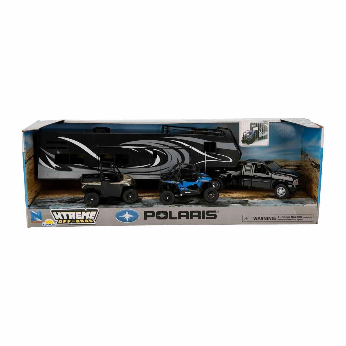NewRay Replica Dodge Ram Dually Truck with Toy Hauler & Polaris UTV Set | Die-Cast Collectible Playset
