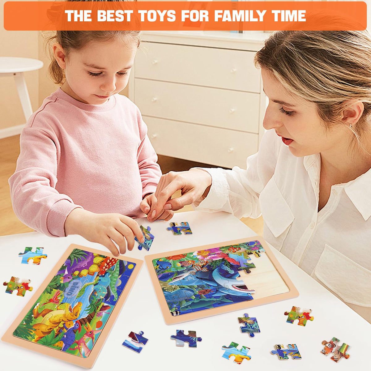 Nexority 4 Pack Wooden Puzzles for Kids 3-8 | Montessori Jigsaw Toys